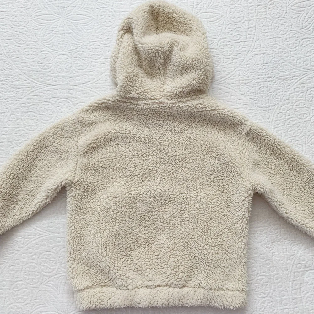 Mondetta Girls' Long Sleeve Sherpa Half-Zip Hooded Pullover, Beige‎